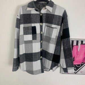 Plaid Shacket Jacket Trendy Casual Long Sleeve Button Down Flannel